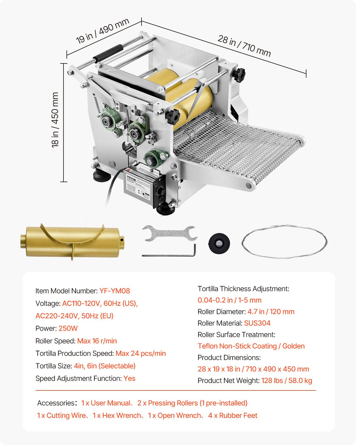 Electric Tortilla Maker Automatic Corn Tortilla Making Machine (4 + 6 Inch)