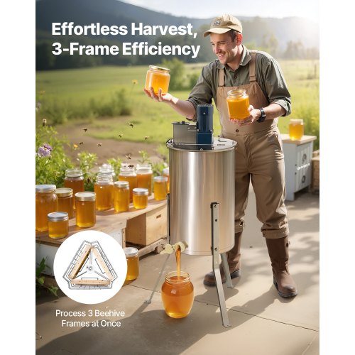 Electric Honey Extractor 3 Frames Honey Spinner Beekeeping Stainless Steel | EU