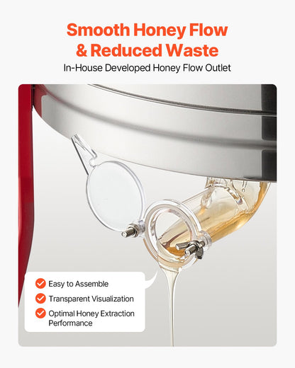 Electric Honey Extractor, 6 Frame Honey Spinner with Transparent Lid, 140W Stainless Steel Honeycomb Drum Spinner, Height Adjustable, Honeycomb Extraction Equipment for Beekeeping