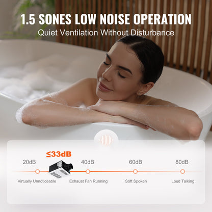 Bathroom Exhaust Fan, 1500W Heating, 110 CFM High-Efficiency Ventilation, 1.5sones Low Noise Operation, Energy-Saving Bathroom Ceiling Fan, Need For Attic Access, For Various Ceilings