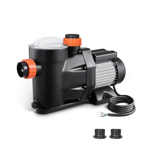 Above Ground Pool Pump, 2 HP, 135 GPM Max Flow Single Speed Swimming Pool Pump, 220V 3450 RPM 61 ft Max Head Lift with PP Shell Strainer Basket, 122°F Max Water Temp, for Hot Tubs Spas, No Plug