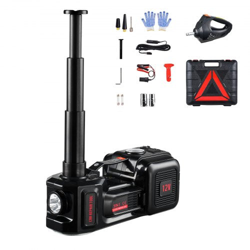 Electric Car Jack, 5 Tons /11000 lbs, Electric Scissor Jack with Built-In Inflator, 12V Tire Change Replacement with Electric Impact Wrench & LED Light, Portable Jack kit for Sedan, SUV, Truck