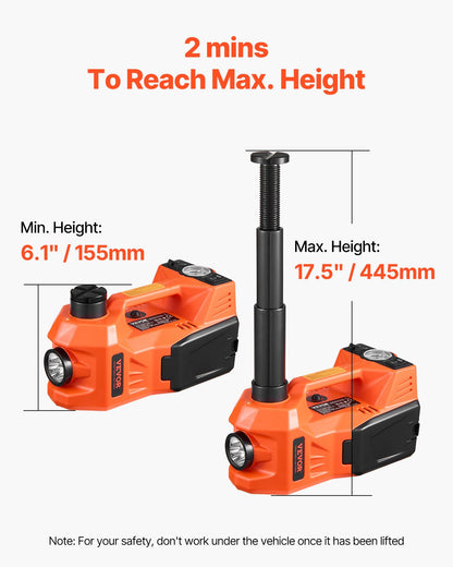 Electric Car Jack, 5 Tons /11000 lbs, Electric Scissor Jack with Built-In Inflator, 12V Adjustable Tire Change Replacement with Secure Hammer & LED Light, Portable Jack kit for Sedan, SUV, Truck