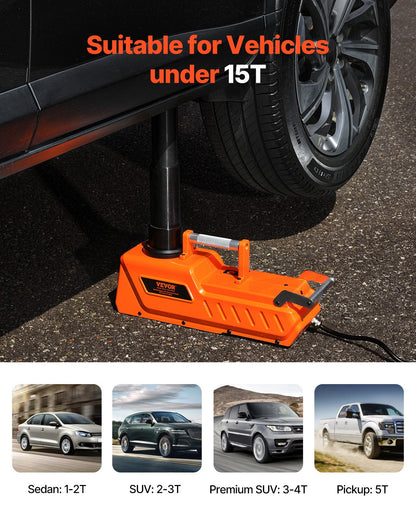 Elektrischer Wagenheber, 15 Tonnen/33.000 lbs, tragbares Wagenheber-Set mit LED-Licht