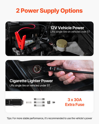 Elektrischer Wagenheber, 15 Tonnen/33.000 lbs, tragbares Wagenheber-Set mit LED-Licht