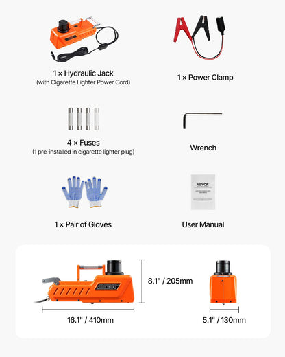 Elektrischer Wagenheber, 15 Tonnen/33.000 lbs, tragbares Wagenheber-Set mit LED-Licht