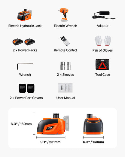 Electric Car Jack, 5 Tons /11000 lbs, Electric Scissor Jack with Electric Impact Wrench, Tire Change Replacement with LED Light & Remote Control, Portable Jack kit for Sedan, SUV, Truck