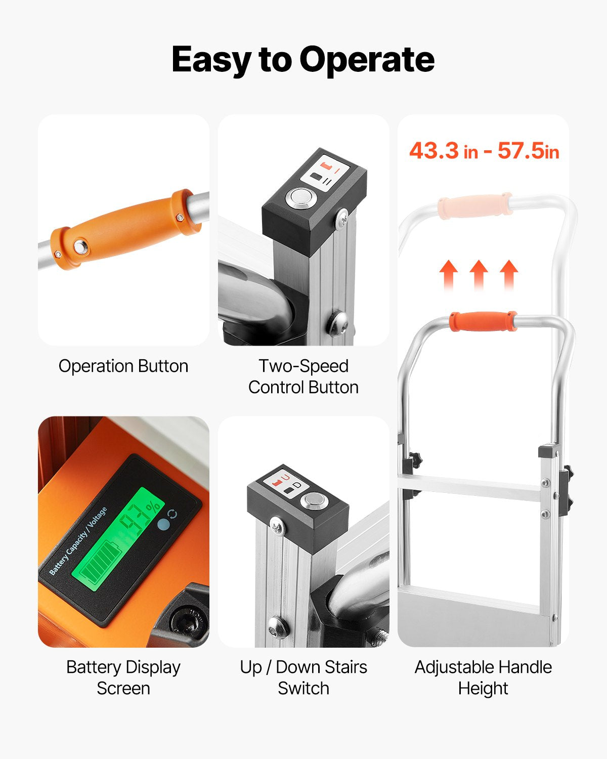 Electric Stair Climbing Dolly, 440lbs Electric Stair Climbing Hand Trucks with 157.5in Rope & Extendable Handle, Heavy Duty Stair Climber for Warehouse Logistics, Moving Furniture(Silver)