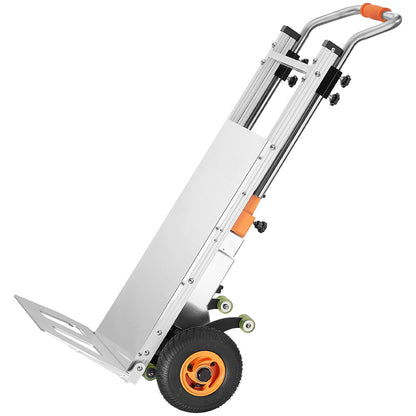 Electric Stair Climbing Dolly, 440lbs Electric Stair Climbing Hand Trucks with 157.5in Rope & Extendable Handle, Heavy Duty Stair Climber for Warehouse Logistics, Moving Furniture(Silver)