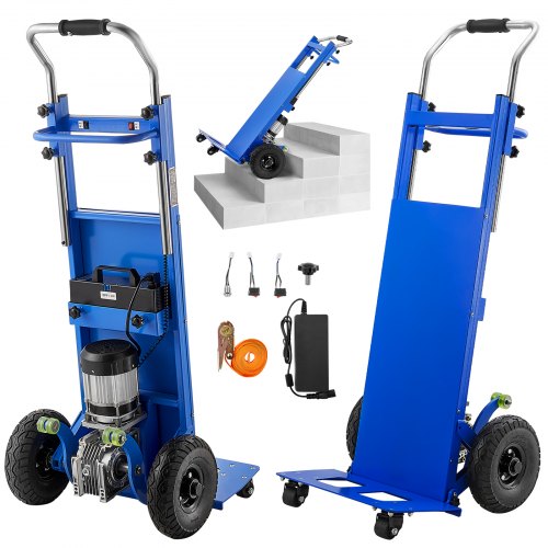 Electric Stair Climbing Dolly, 880lbs Electric Stair Climbing Hand Trucks with 157.5in Rope & Extendable Handle, Heavy Duty Stair Climber for Warehouse Logistics, Moving Furniture(Blue)