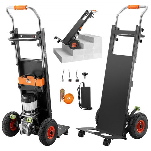 Electric Stair Climbing Dolly, 880lbs Electric Stair Climbing Hand Trucks with 157.5in Rope & Extendable Handle, Heavy Duty Stair Climber for Warehouse Logistics, Moving Furniture(Black)