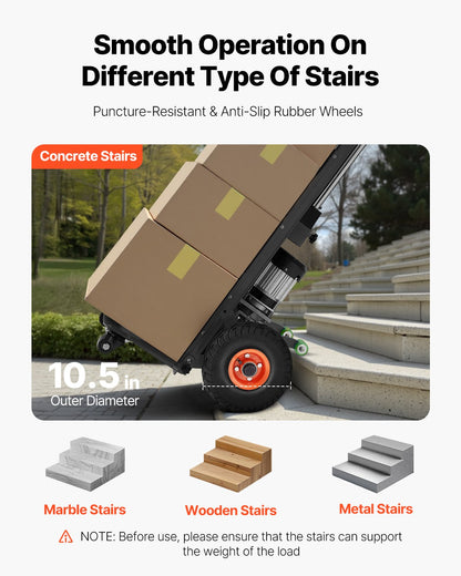 Electric Stair Climbing Dolly, 880lbs Electric Stair Climbing Hand Trucks with 157.5in Rope & Extendable Handle, Heavy Duty Stair Climber for Warehouse Logistics, Moving Furniture(Black)