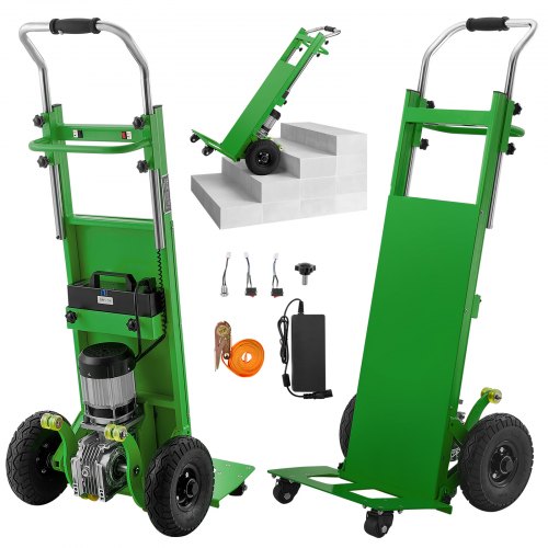 Electric Stair Climbing Dolly, 880lbs Electric Stair Climbing Hand Trucks with 157.5in Rope & Extendable Handle, Heavy Duty Stair Climber for Warehouse Logistics, Moving Furniture(Green)