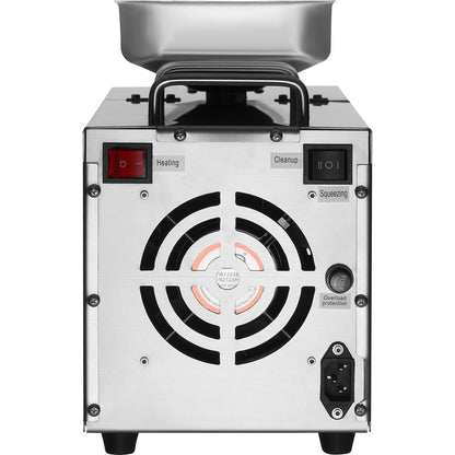 Elektrisk oljepressmaskin, 700 W oljeextraktionsmaskin i rostfritt stål, 140 ℃ / 284 ℉ konstant temperatur, varmpressoljeutdrivare för pressning av jordnötter, sesamfrön, raps, tefrön