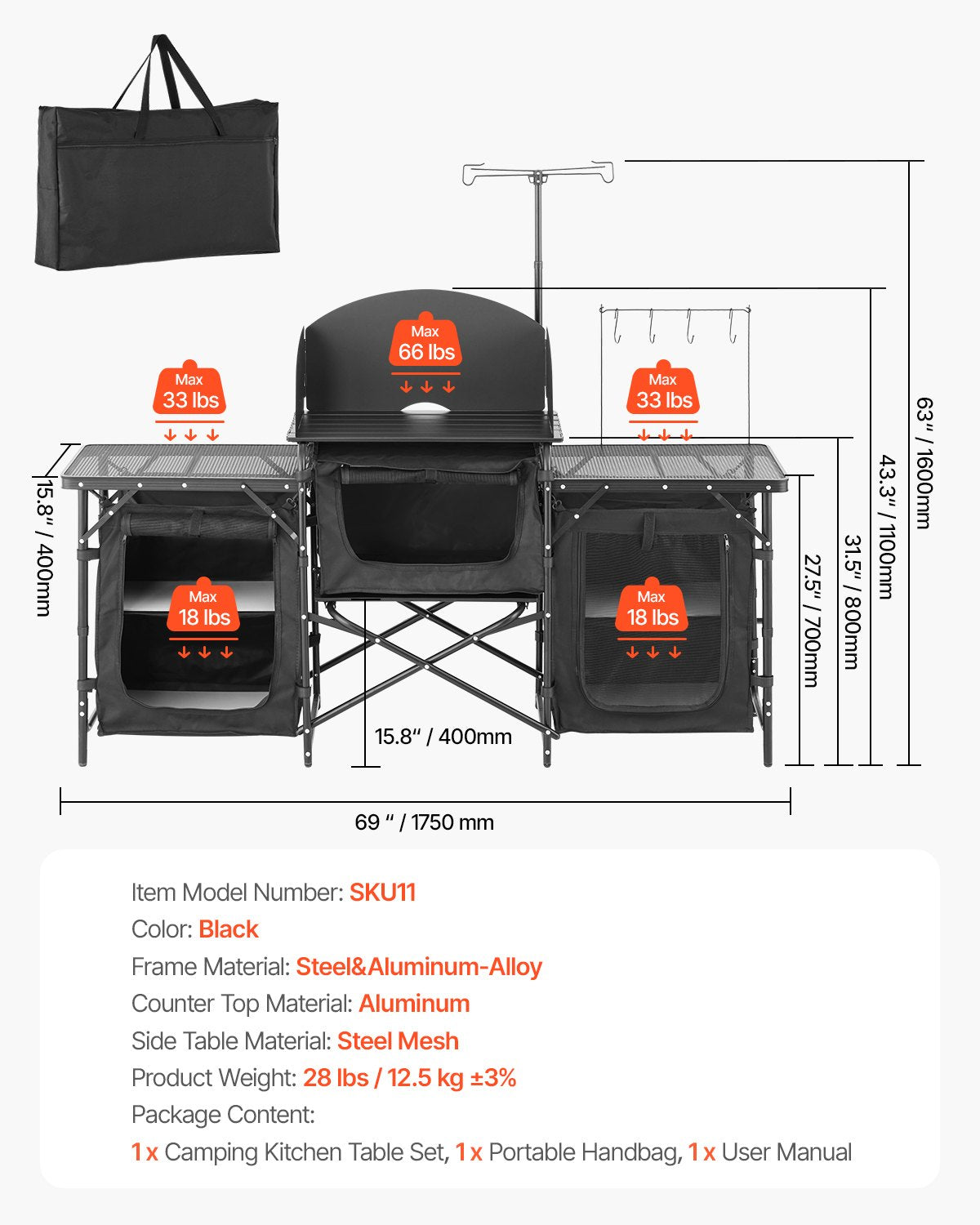 Camping Kitchen Table Portable Outdoor Cook Station Windshield Cabinet
