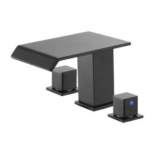 Roman Tub Faucet, 3 Hole Waterfall Bathtub Faucet, Roman Bathtub Faucets Set with 2 Handles, Deck Mount Bath Tub Faucets Set for Pet Washing, Baby Care, Adult Bathing, Matte Black, Drip-Free