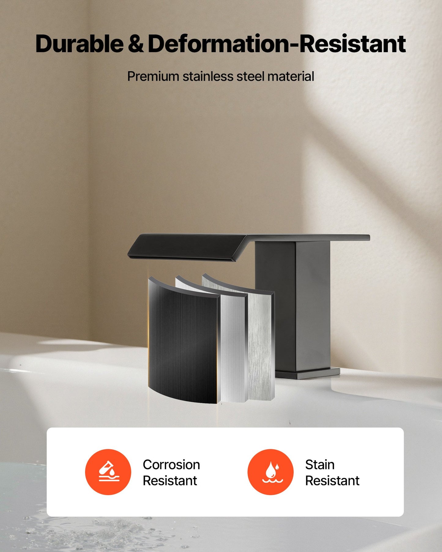 Roman Tub Faucet, 3 Hole Waterfall Bathtub Faucet, Roman Bathtub Faucets Set with 2 Handles, Deck Mount Bath Tub Faucets Set for Pet Washing, Baby Care, Adult Bathing, Matte Black, Drip-Free