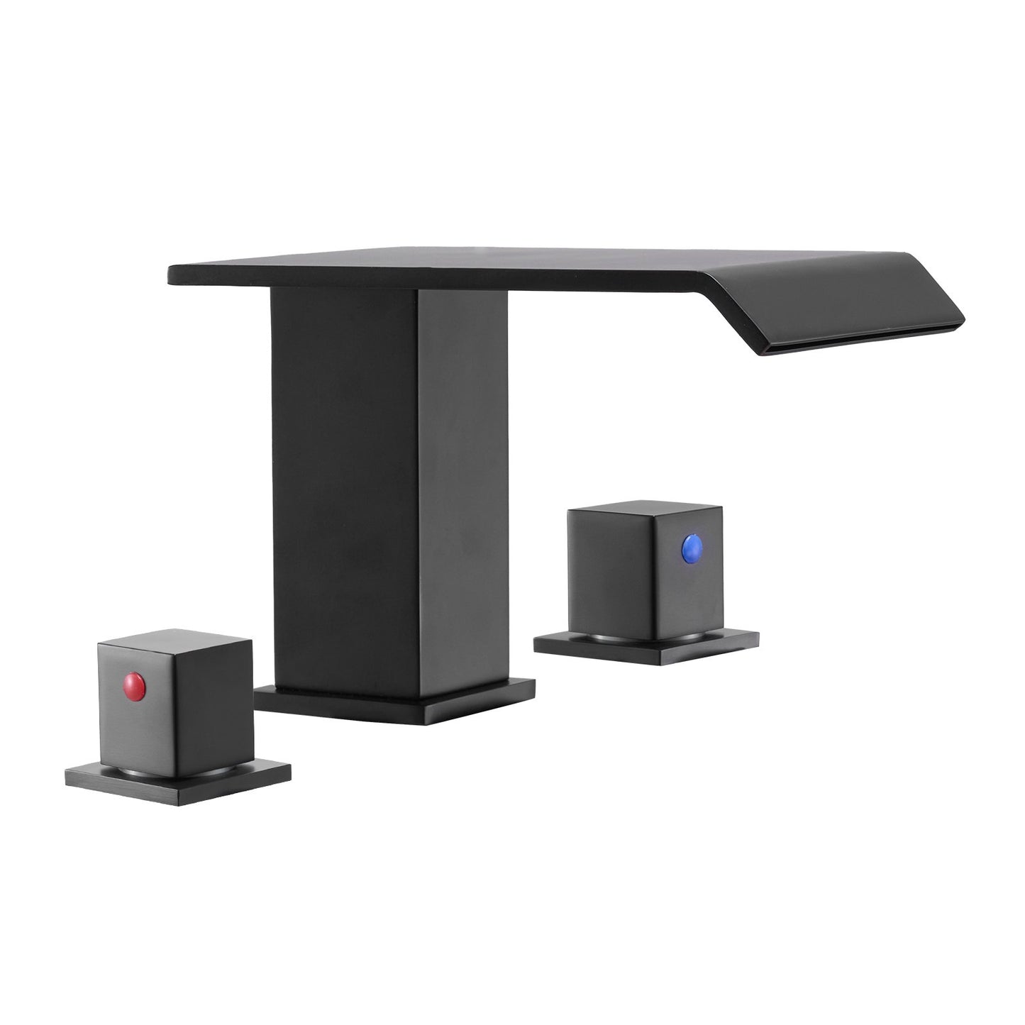 Roman Tub Faucet, 3 Hole Waterfall Bathtub Faucet, Roman Bathtub Faucets Set with 2 Handles, Deck Mount Bath Tub Faucets Set for Pet Washing, Baby Care, Adult Bathing, Matte Black, Drip-Free