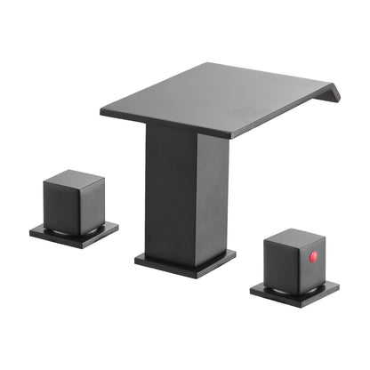 Roman Tub Faucet, 3 Hole Waterfall Bathtub Faucet, Roman Bathtub Faucets Set with 2 Handles, Deck Mount Bath Tub Faucets Set for Pet Washing, Baby Care, Adult Bathing, Matte Black, Drip-Free