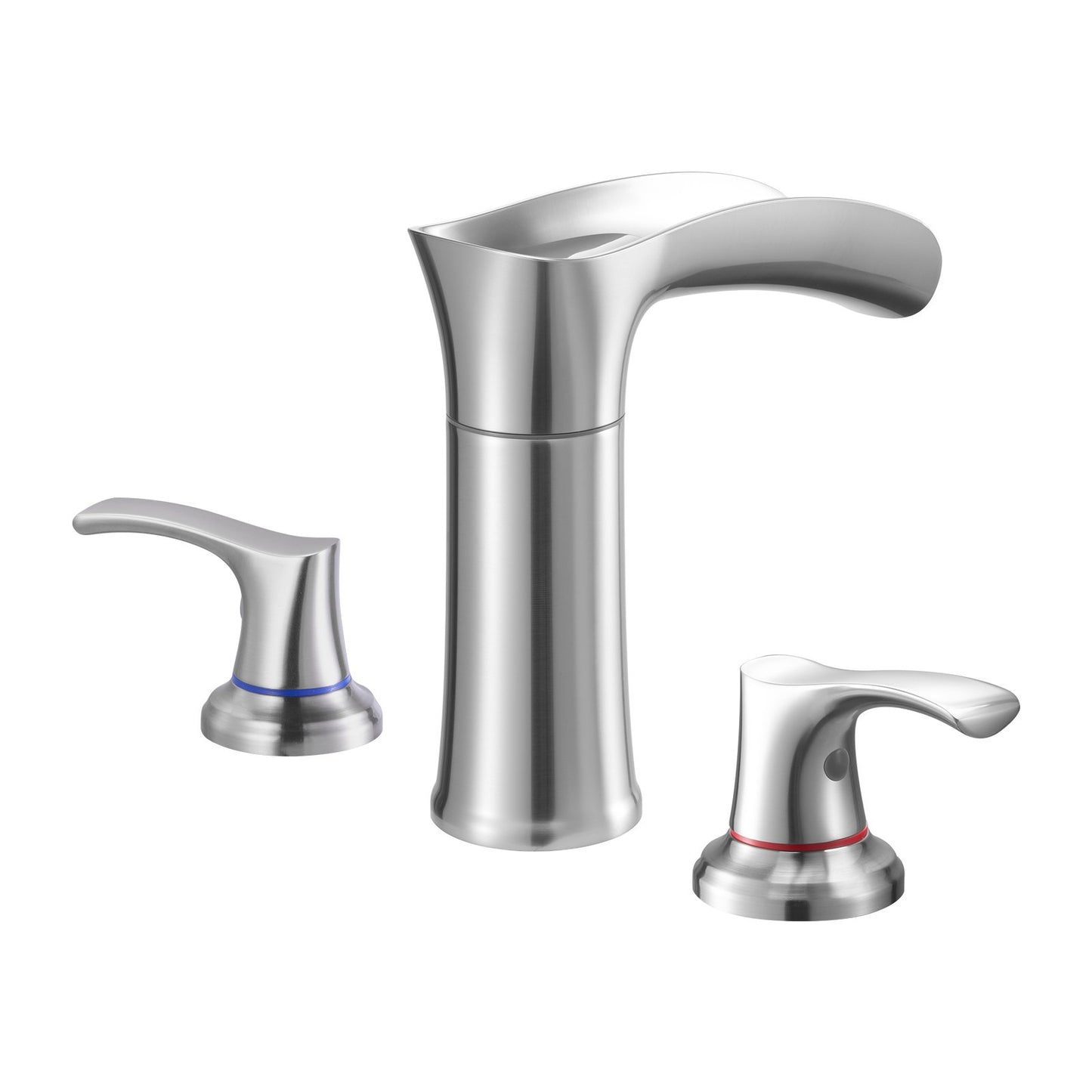 Roman Tub Faucet, 3 Hole Waterfall Bathtub Faucet, Zinc Alloy Bath Tubs Faucets Set with 2 Handles, Deck Mount Bath Tub Faucets Set for Pet Washing, Adult Bathing, Silver, Hot & Cold Control