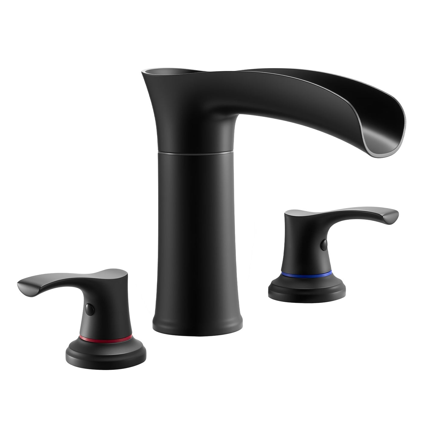 Roman Tub Faucet, 3 Hole Waterfall Bathtub Faucet, Zinc Alloy Bath Tubs Faucets Set with 2 Handles, Deck Mount Bath Tub Faucets Set for Pet Washing, Baby Care, Adult Bathing, Matte Black