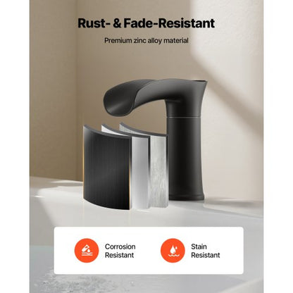 romersk badkarsblandare, 3-håls vattenfallsblandare, badkarsblandare i zinklegering med 2 handtag, romerska badkarsblandare däckmonterade för husdjurstvätt, bad för vuxna, mattsvart, temperaturkontroll |  EU