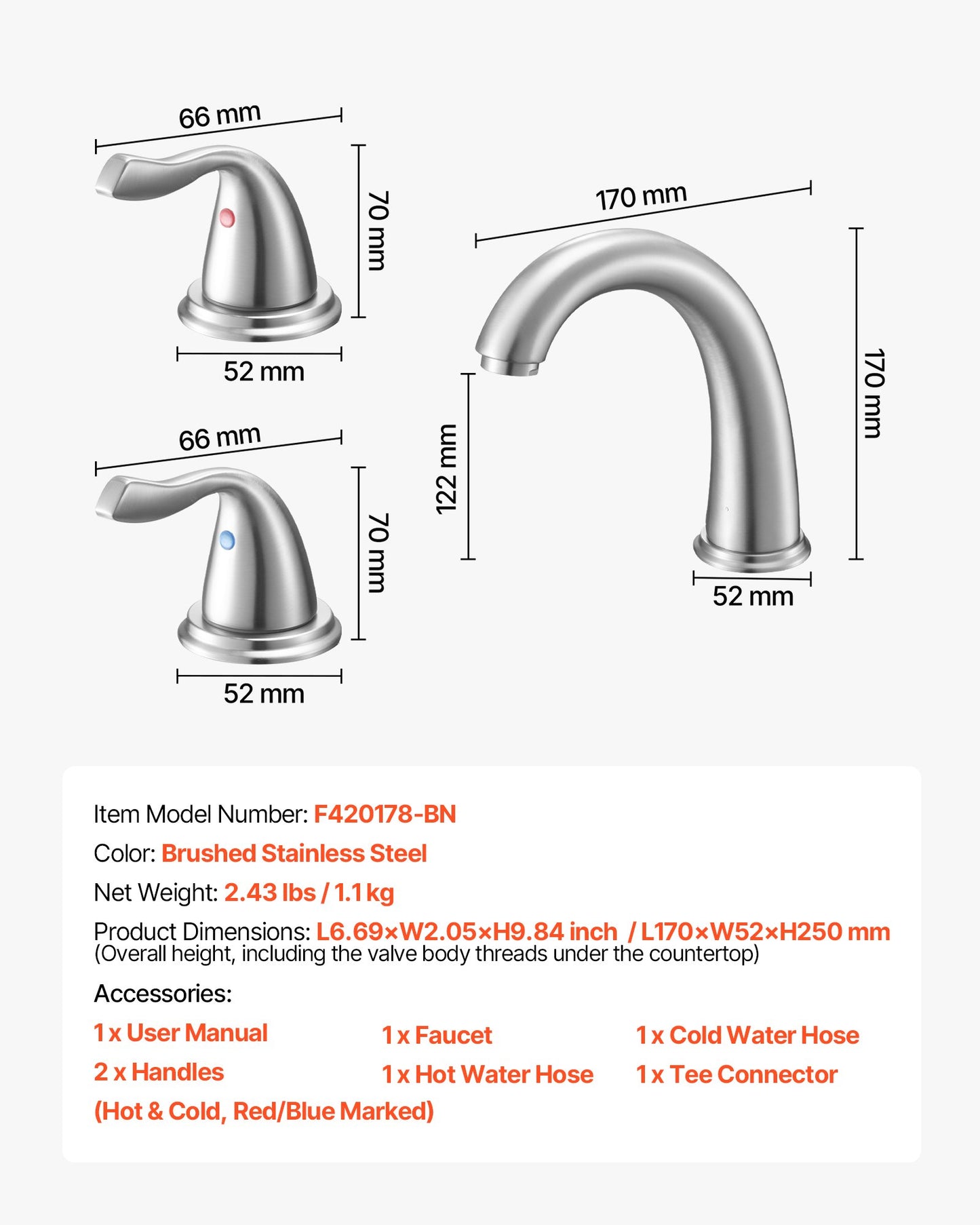 Roman Tub Faucet, 3 Hole Waterfall Bathtub Faucet, Gooseneck Bath Tubs Faucets Set with 2 Handles, Roman Tub Faucets Deck Mount for Adult Bathing, Brushed Stainless Steel, High Arc Spout