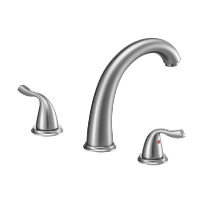 Roman Tub Faucet, 3 Hole Waterfall Bathtub Faucet, Gooseneck Bath Tubs Faucets Set with 2 Handles, Roman Tub Faucets Deck Mount for Adult Bathing, Brushed Stainless Steel, High Arc Spout