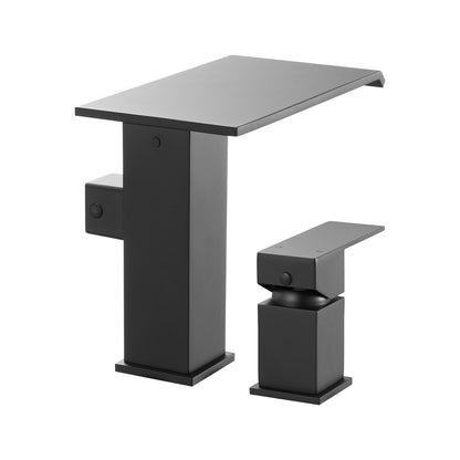 Roman Tub Faucet, 3 Hole Waterfall Bathtub Faucet, Roman Bathtub Faucets Set with Shower Head & 1 Handle, Deck Mount Bath Tub Faucets Set for Pet Washing, Baby Care, Adult Bathing, Matte Black