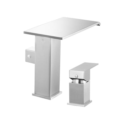 Roman Tub Faucet, 3 Hole Waterfall Bathtub Faucet, Roman Bathtub Faucets Set with Shower Head & 1 Handle, Deck Mount Bath Tub Faucets Set for Adult Bathing, Brushed Stainless Steel, Drip-Free