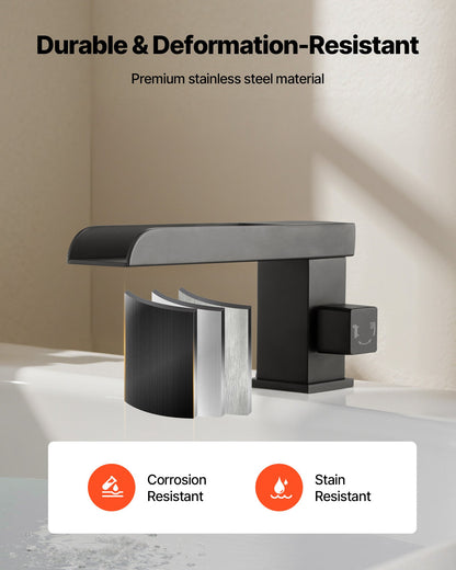 Roman Tub Faucet, 3 Hole Waterfall Bathtub Faucet, Widespread Roman Tub Faucets with Shower Head & 1 Handle, Romans Bathtub Faucets for Pet Washing, Adult Bathing, Matte Black, Dual Water Flow