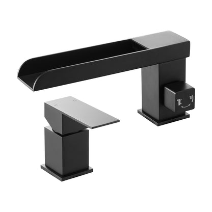 Roman Tub Faucet, 3 Hole Waterfall Bathtub Faucet, Widespread Roman Tub Faucets with Shower Head & 1 Handle, Romans Bathtub Faucets for Pet Washing, Adult Bathing, Matte Black, Dual Water Flow