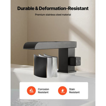 romersk badkarsblandare, badkarsblandare med 3 hål och vattenfall, utbredda romerska badkarsblandare med duschmunstycke och 1 handtag, romerska badkarsblandare för husdjurstvätt, bad för vuxna, mattsvart, rostfritt stål |  EU