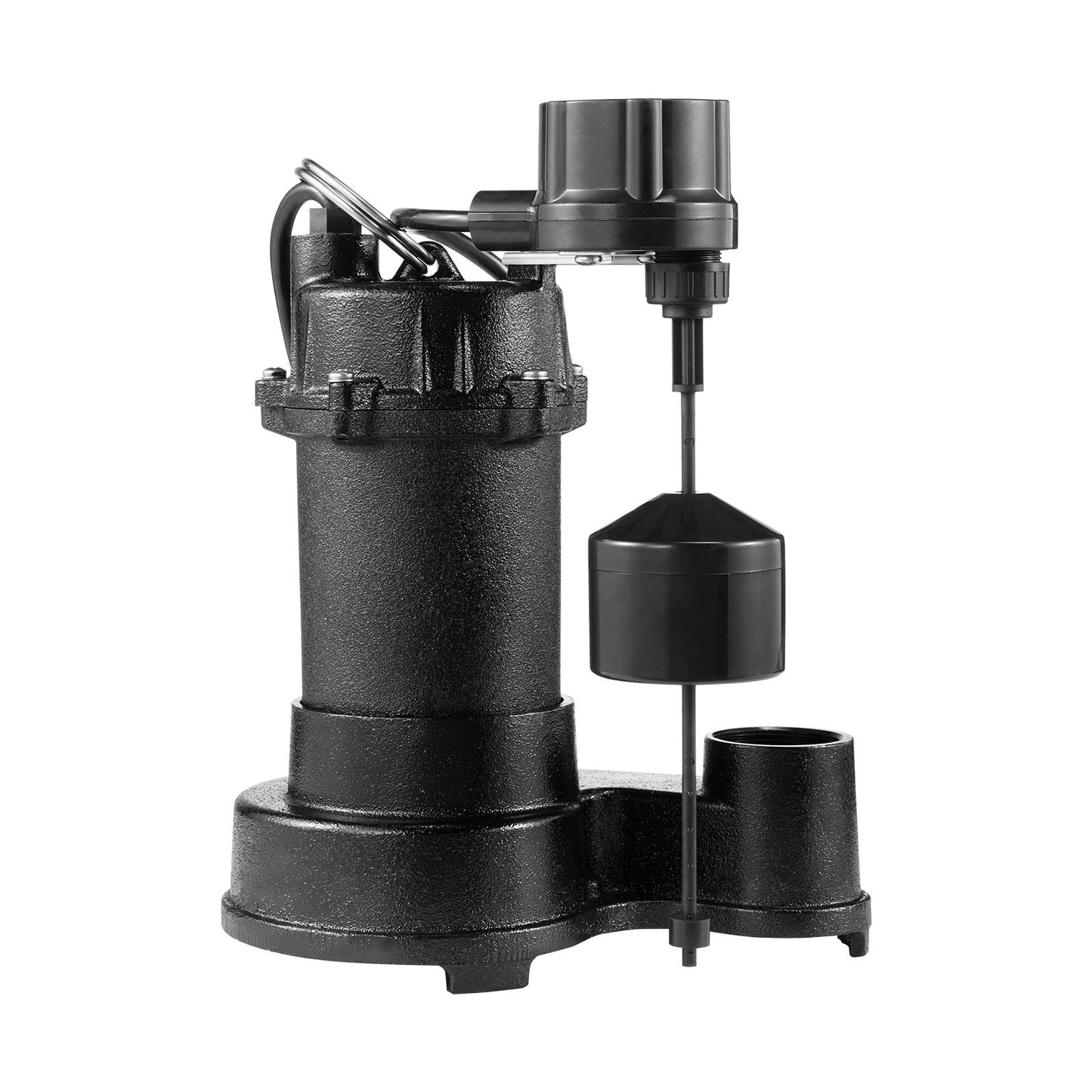 Submersible Sewage Pump, 1/3 HP, 3000 GPH Cast Iron Sewage/Effluent Pump with Automatic Float Switch, 1.5-Inch NPT Discharge, 120V, 25 ft Lift, for Basement, Septic Tank, Residential Sump Basin