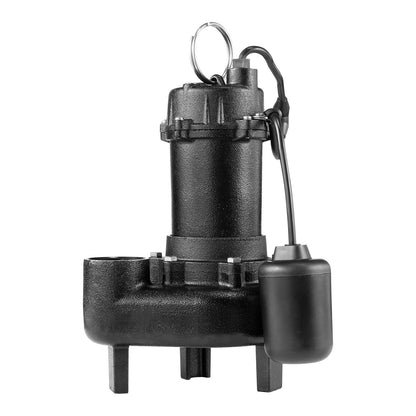 Submersible Sewage Pump, 1 HP, 5200 GPH Cast Iron Sewage/Effluent Pump with Automatic Tethered Float Switch, 2-Inch NPT Discharge, 120V, 25 ft Max Lift, for Basement, Septic Tank, Residential