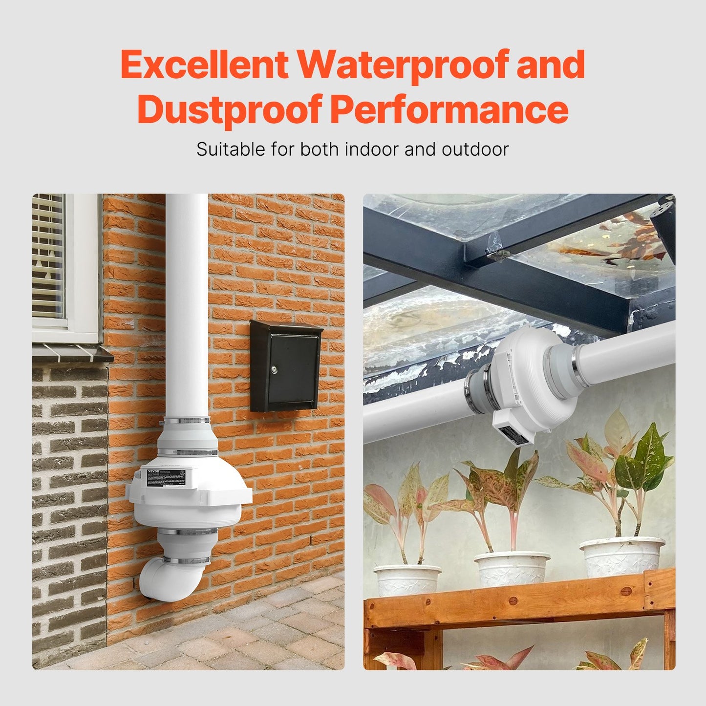 4" bis 4,5" Radon-Minderungs-Lüftersystem, leise, 380 CFM, Inline-Kanal, wasserdicht