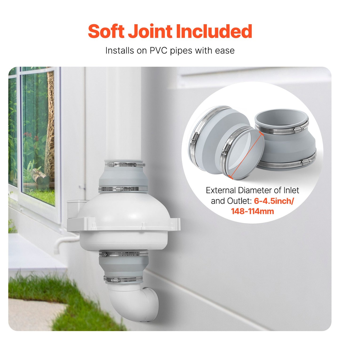 4" bis 4,5" Radon-Minderungs-Lüftersystem, leise, 380 CFM, Inline-Kanal, wasserdicht