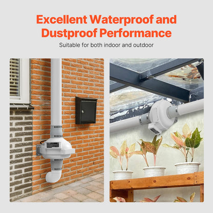 4" to 3.5" Radon Mitigation Fan System Kit Quiet 260 CFM Inline Duct Fan