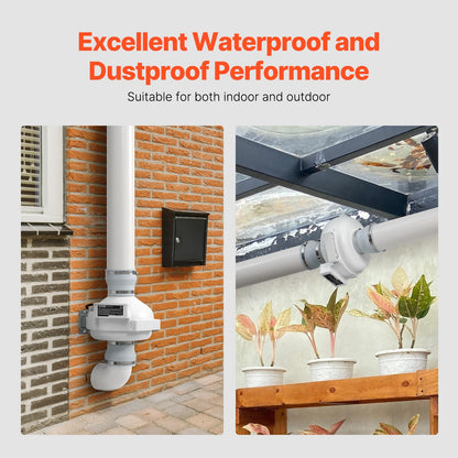 4" to 4.5" Radon Mitigation Fan System Kit Quiet 260 CFM Inline Duct Fan