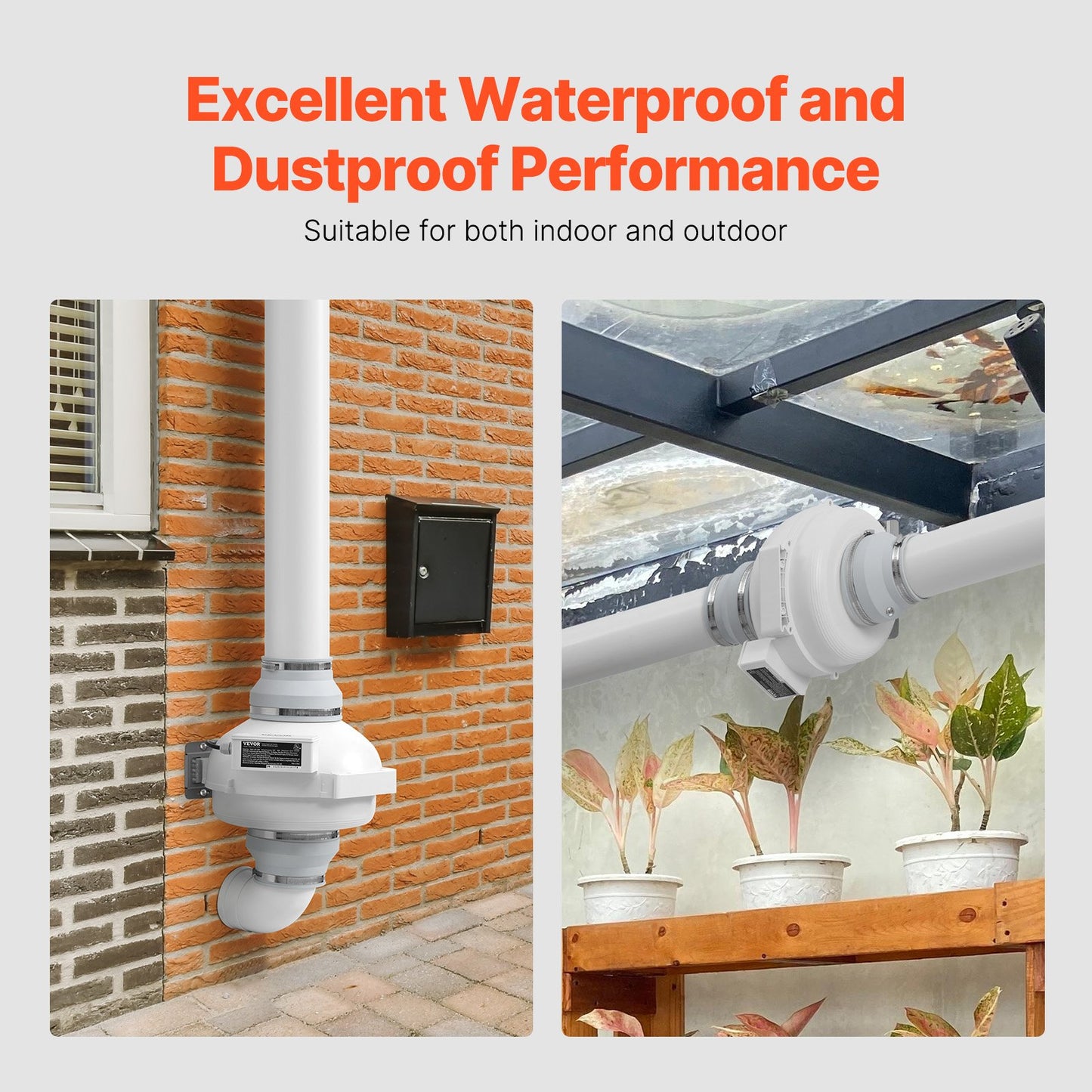 6" to 4.5" Radon Mitigation Fan System Kit Quiet 380 CFM Inline Duct Fan