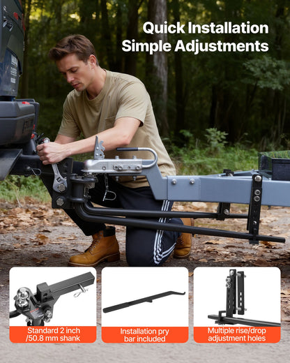 Weight Distribution Hitch, 8000 lbs Max Towing & 800 lbs Max Tongue, Weight Distributing Hitches Kit with Sway Control Includes 2 in Shank & 2-5/16 in Ball, Load Leveling Hitch for Trailers