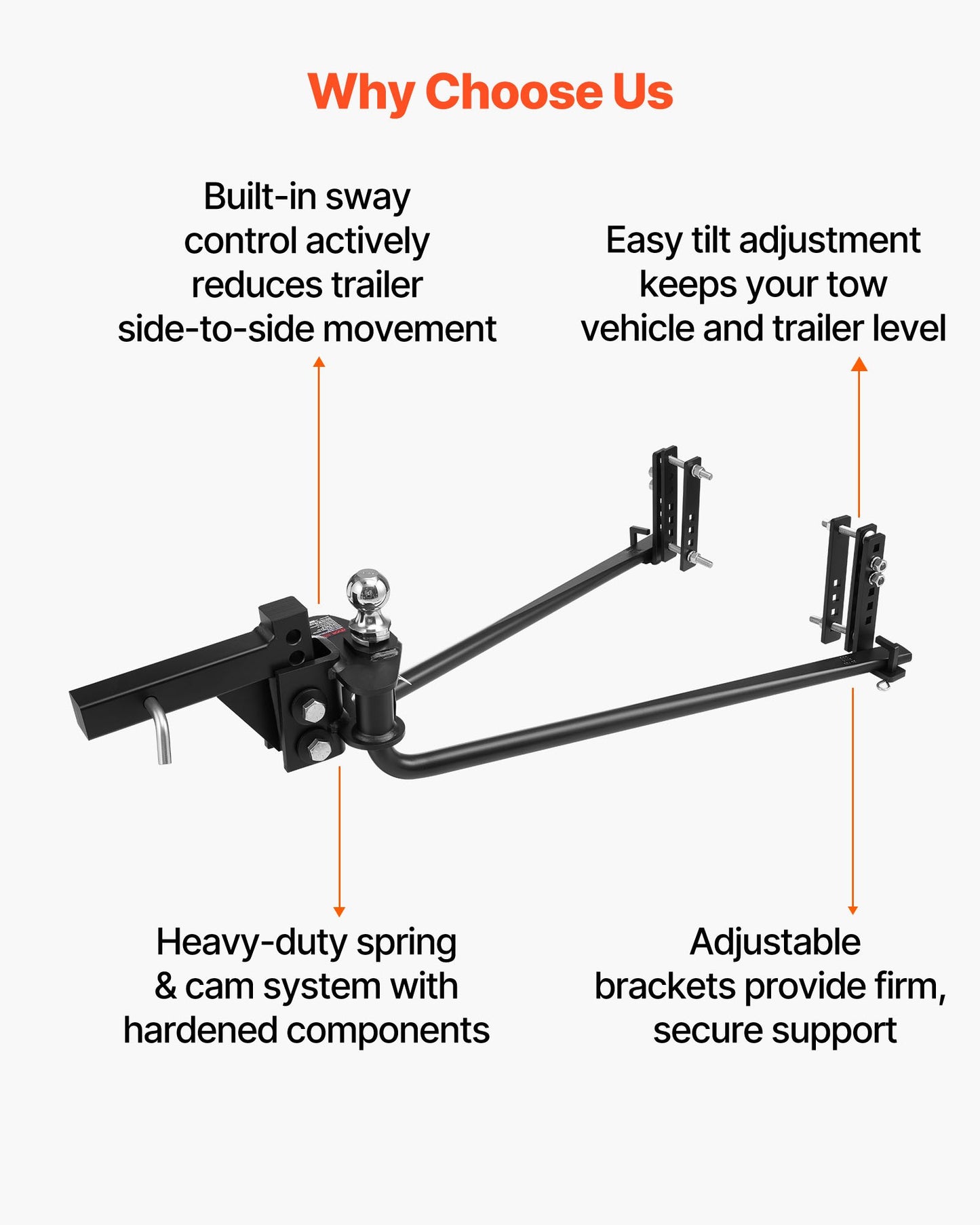 Weight Distribution Hitch, 6000 lbs Max Towing & 600 lbs Max Tongue, Weight Distributing Hitches Kit with Sway Control Includes 2 in Shank & 2-5/16 in Ball, Load Leveling Hitch for Trailers