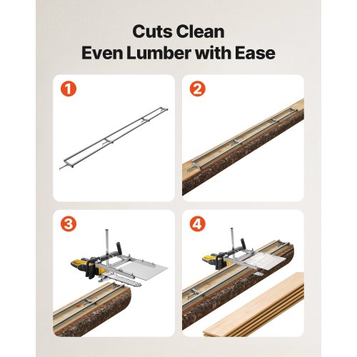 Skenstyrningssystem, 3,66 m 4 tvärstänger kedjesågssatser, sågrälssystem i aluminium som fungerar med motorsåg, 2 kilar, justerbart skenstyrningssystem för byggare och träarbetare |  EU