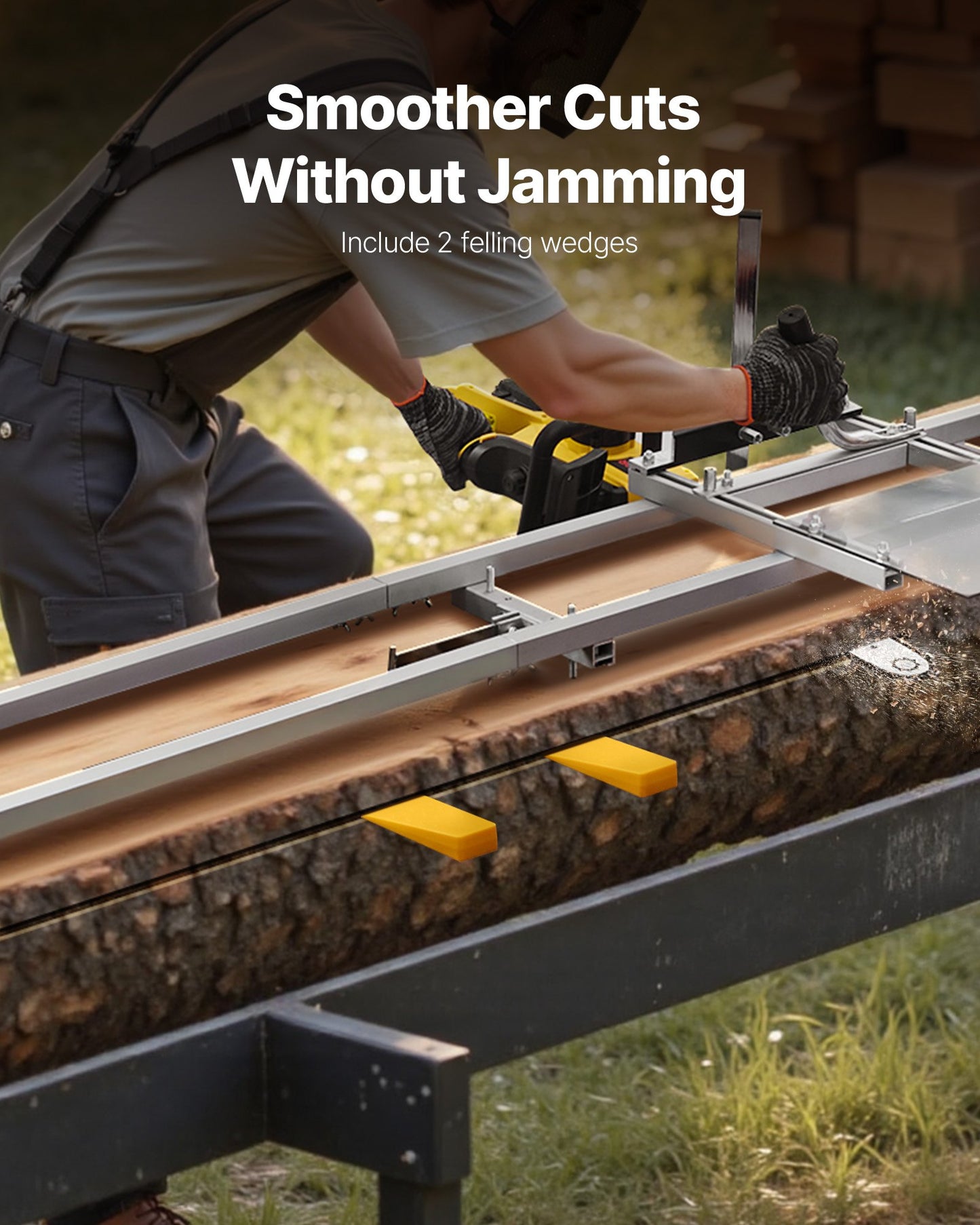 Rail Mill Guide System, 12 ft 4 Crossbar Chainsaw Mill Kits, Aluminum Saw Milling Rails System Works with Chainsaw, 2 Wedges, Adjustable Rail Milling Guide Kit for Builders Woodworkers