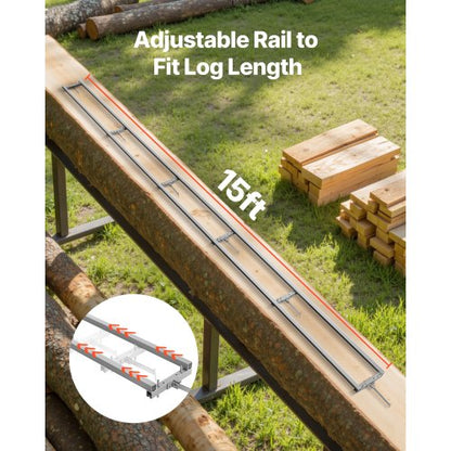 Skenstyrningssystem, 4,57 m 6 tvärstänger motorsågssatser, sågfrässystem i aluminium som fungerar med motorsåg, 4 kilar, justerbart skenstyrningssystem för byggare och träarbetare |  EU