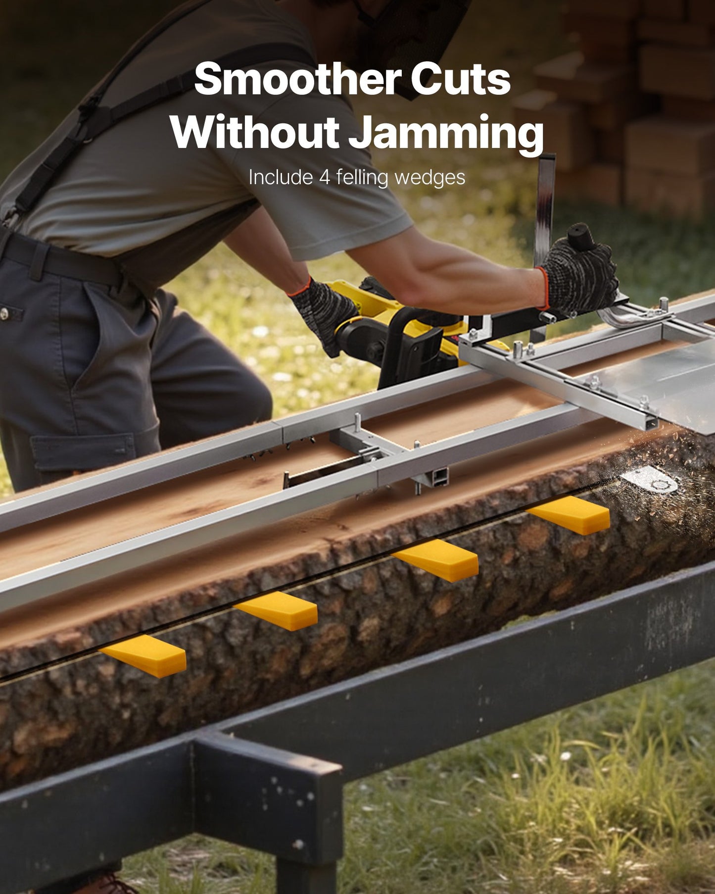 Rail Mill Guide System, 15 ft 6 Crossbar Chainsaw Mill Kits, Aluminum Saw Milling Rails System Works with Chainsaw, 4 Wedges, Adjustable Rail Milling Guide Kit for Builders Woodworkers