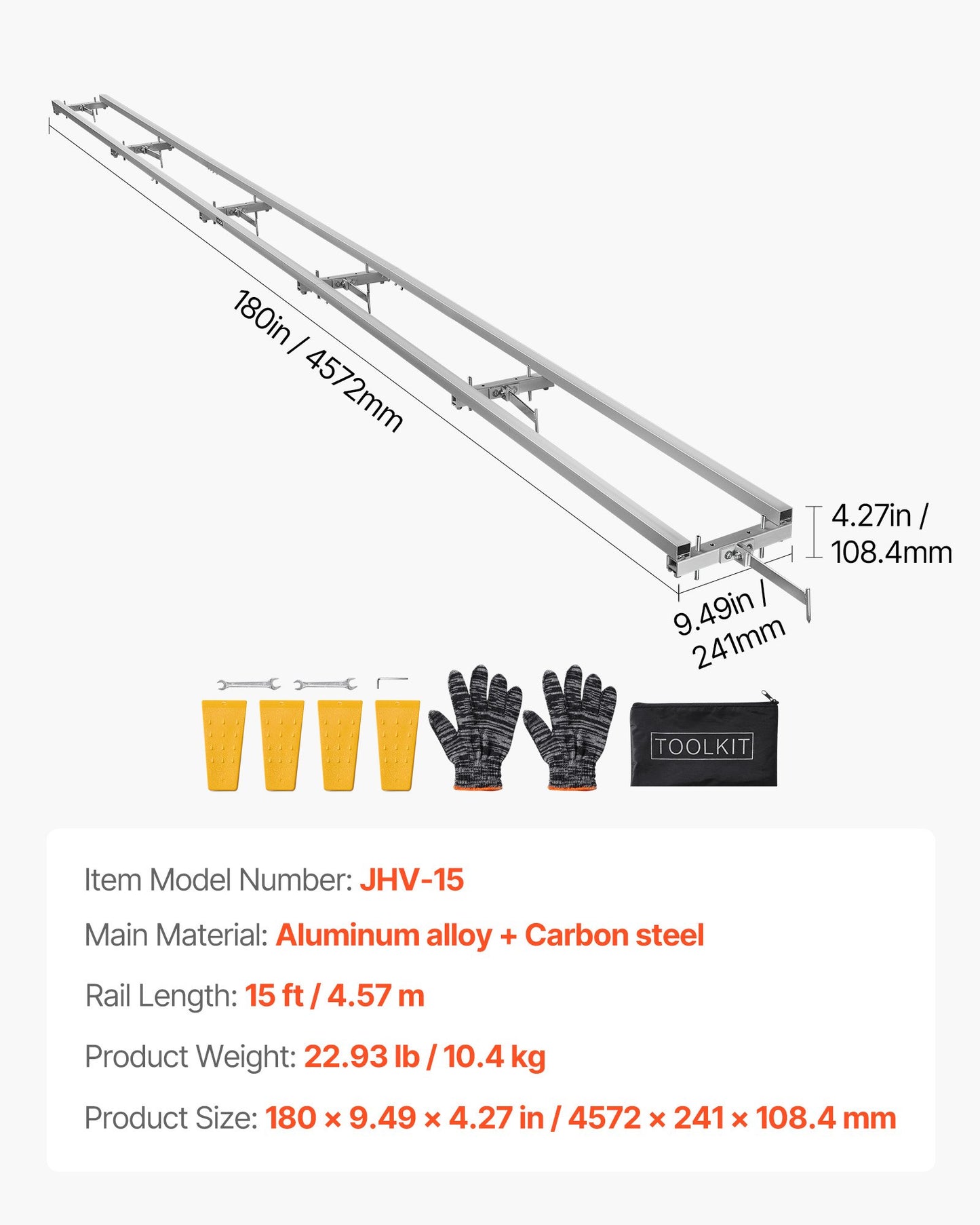 Rail Mill Guide System, 15 ft 6 Crossbar Chainsaw Mill Kits, Aluminum Saw Milling Rails System Works with Chainsaw, 4 Wedges, Adjustable Rail Milling Guide Kit for Builders Woodworkers