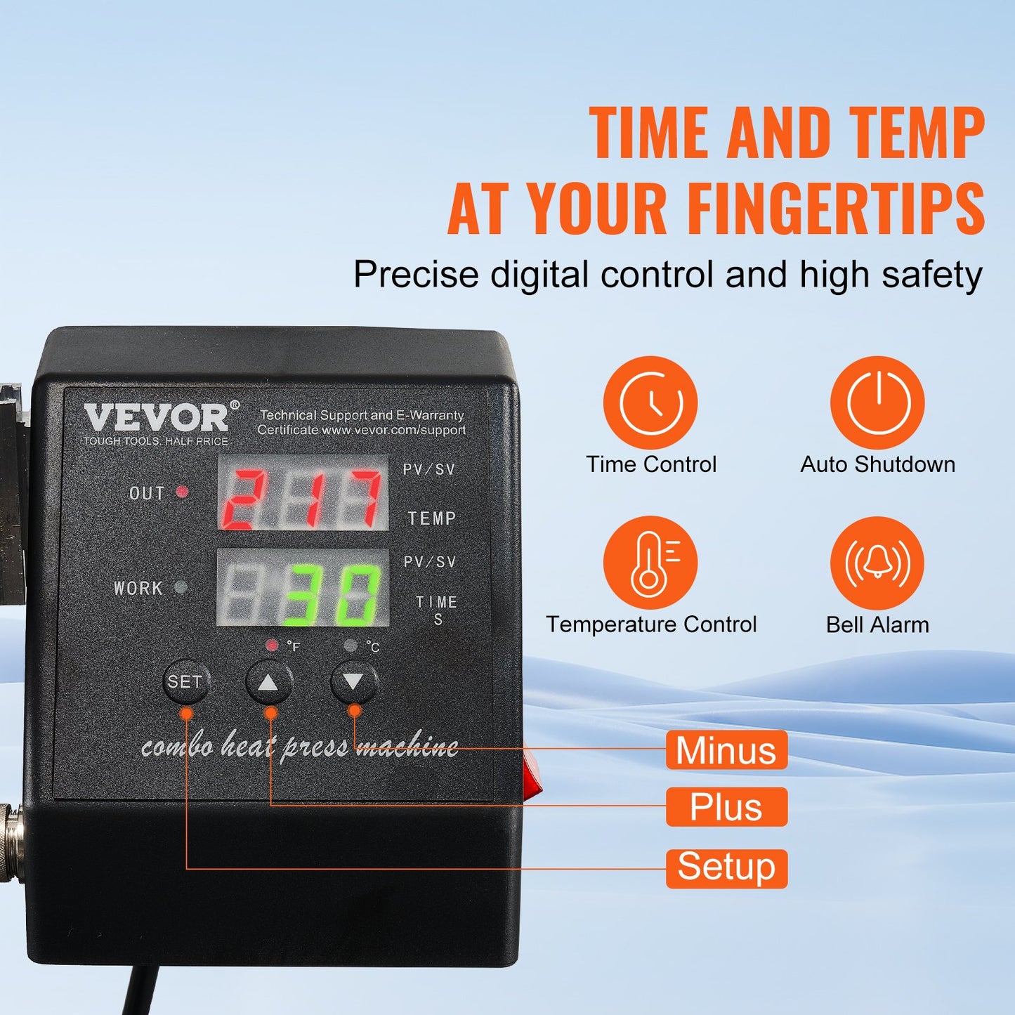 Wärmepresse, 15 x 15 Zoll/38 x 38 cm, 2-in-1-Clamshell-Sublimationstransferdrucker mit Teflonbeschichtung, digitale, präzise Wärmeregelung, Powerpress für T-Shirts, Hüte und Kappen