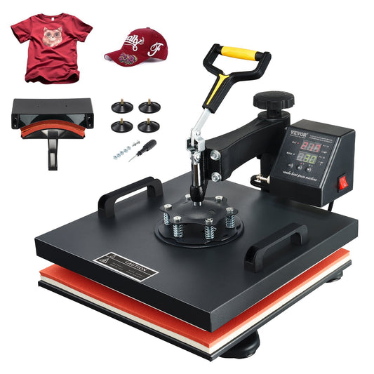 Heat Press Machine, 15x15inch / 38x38cm, 2IN1 Clamshell Sublimation Transfer Printer med Teflonbeläggning, Digital Precis Heat Control, Powerpress för T-shirts Hattar Kepsar