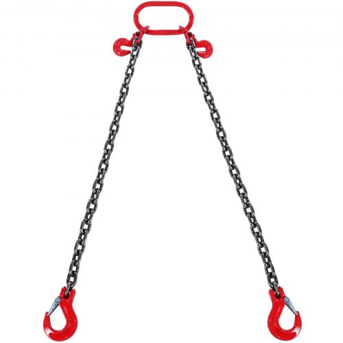 Chain Sling, 5/16 inch x 6 ft Lifting Chains with Hooks, G80 Engine Chain Hoist Lifts, 6600 lbs/3 Ton Lifting Sling Chains for Engine Hoist, Engine Lift Chain with 2 Leg Grab Hooks and Adjusters